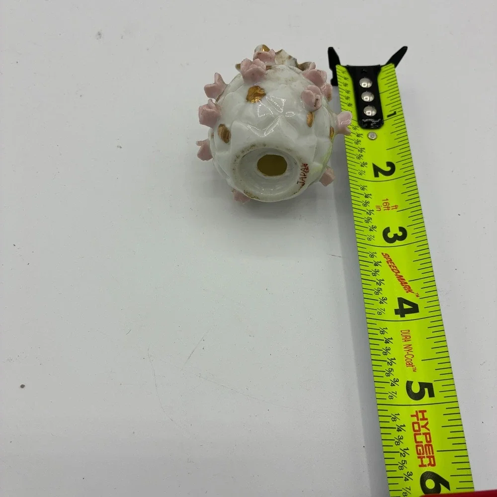 Vintage Japan Porcelain Salt Pepper Shaker Single Applied Rosebuds Gold Trim